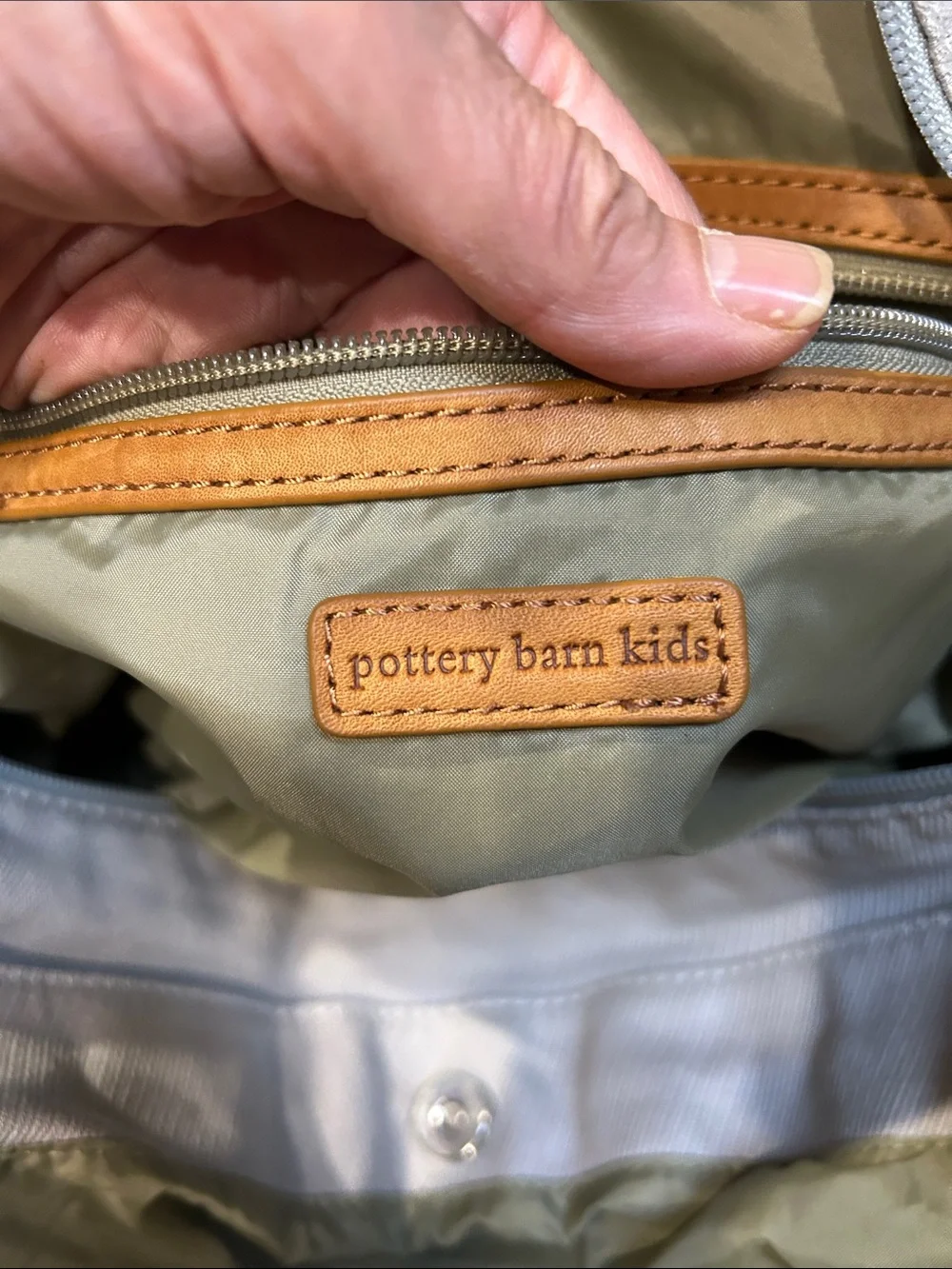 Pottery Barn Diaper Bag Grey S Monogram Kids Baby Duffle Tote Leather Classic.
